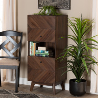 Baxton Studio LV23DC2316WI-Columbia-Cabinet Hartman Mid-Century Modern Walnut Brown Finished Wood Storage Cabinets